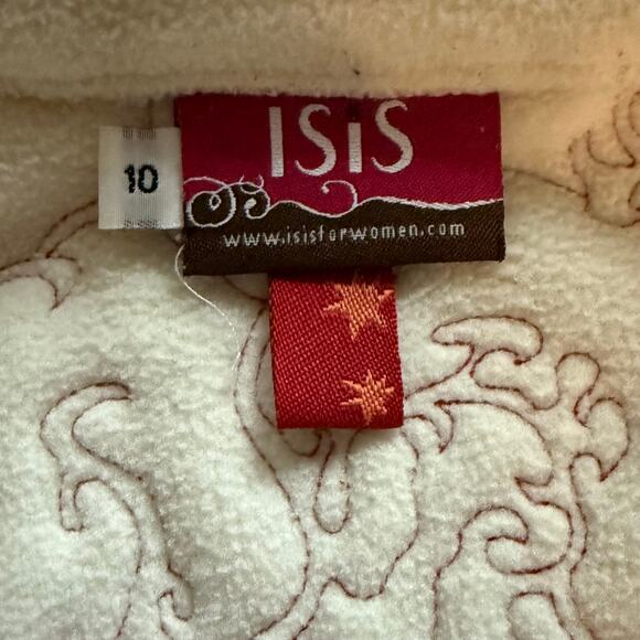 Isis Women’s 10 Floral Pattern Quilted Orange Vest w Shearling Lining NICE! - Picture 11 of 12